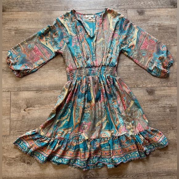 Paani Dresses & Skirts - Bohemian Paisley Dress with Smocked Waist